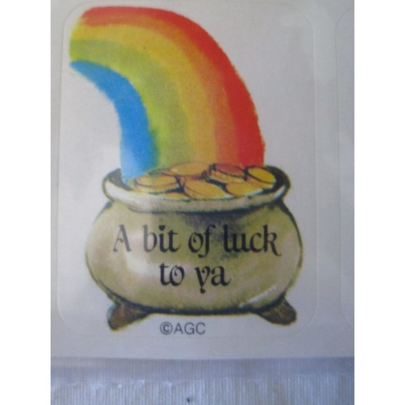 Good Luck Care Bear Shamrock St Patricks Day Vintage Stickers Two Sheets Used - Picture 5 of 13